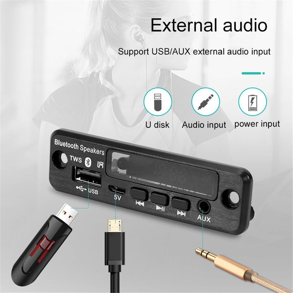 DC 3.7V-5V MP3 Decoder Board Wireless Bluetooth 5.0 Car MP3 Player Kit Support USB AUX TF FM Radio Call Recording Module