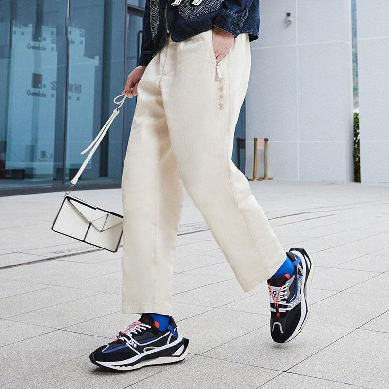 Li Ning Solid Color Straight Leg Casual Pants Unisex Pants White AKXS143-1