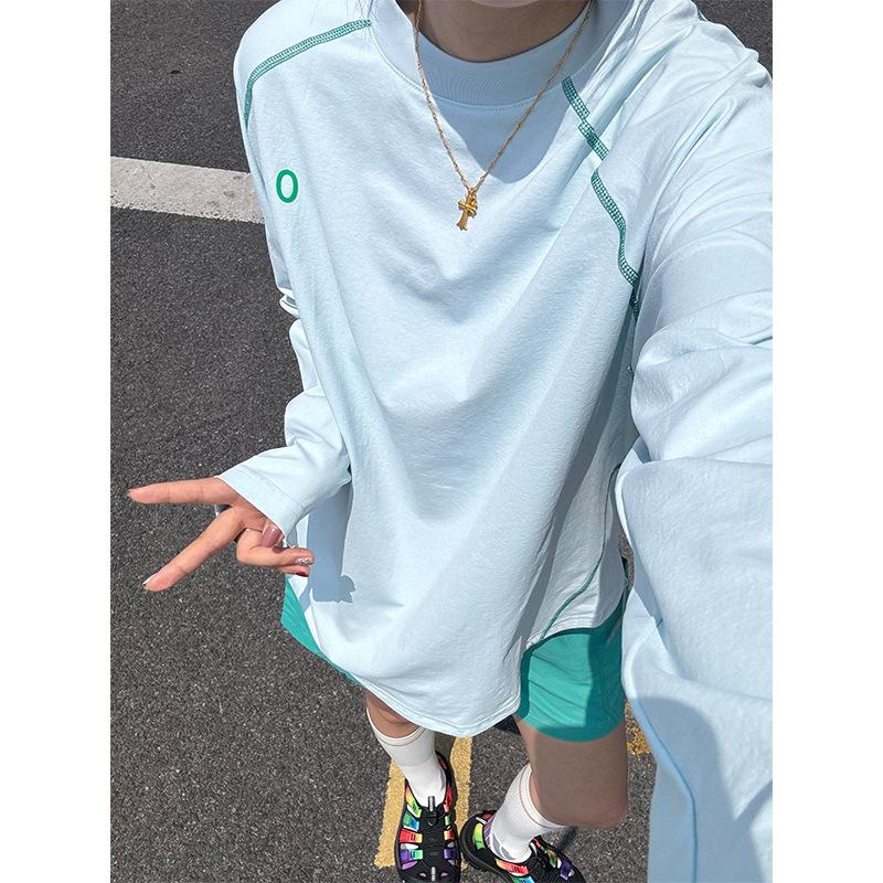 Glacier Blue Quick-Dry Sun Protection Long Sleeve T-Shirt for Men & Women, Moisture-Wicking Breathable Base Layer for Outdoor Running, Hiking, Workout
