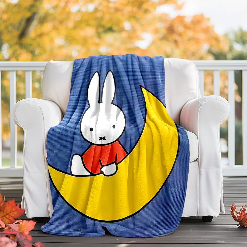 1pc Miffy2 Theme Blanket - Digital Print, Polyester, Cozy for All Seasons, Perfect for Outdoor, Camping, and Travel
