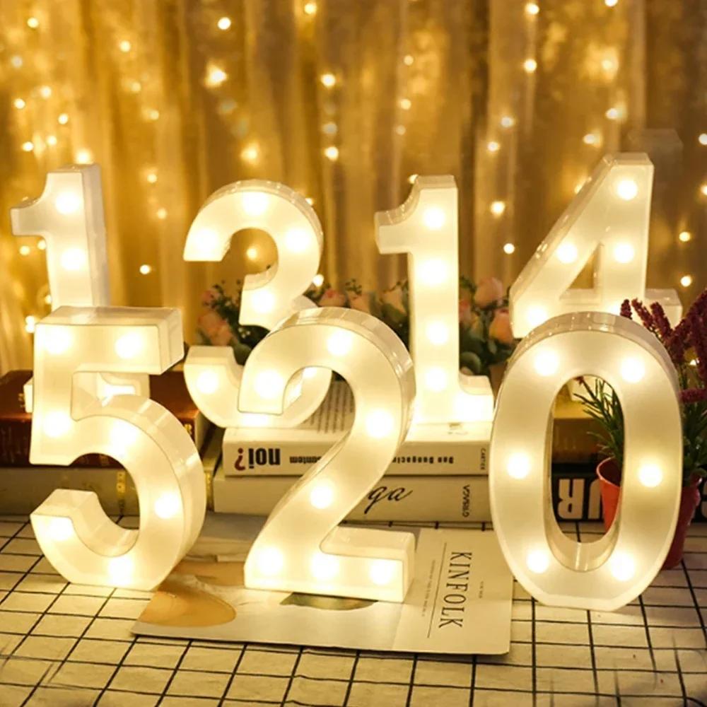 Wedding Decorative Name Number letters LED Lights Luminous Number Lamp Party Baby Bedroom Decoration Home Night Light