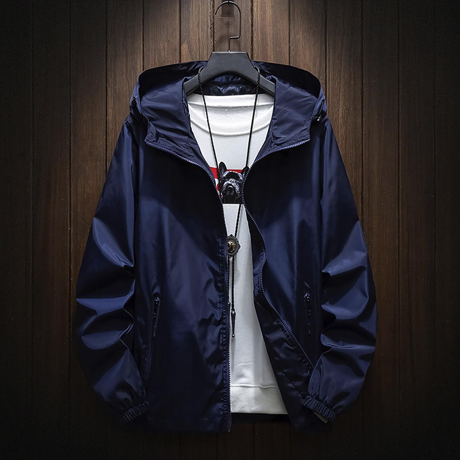 

Мужская осенне-зимняя повседневная цветная толстовка с капюшоном на молнии на открытом воздухе, спортивное пальто больших размеров M темно-синий