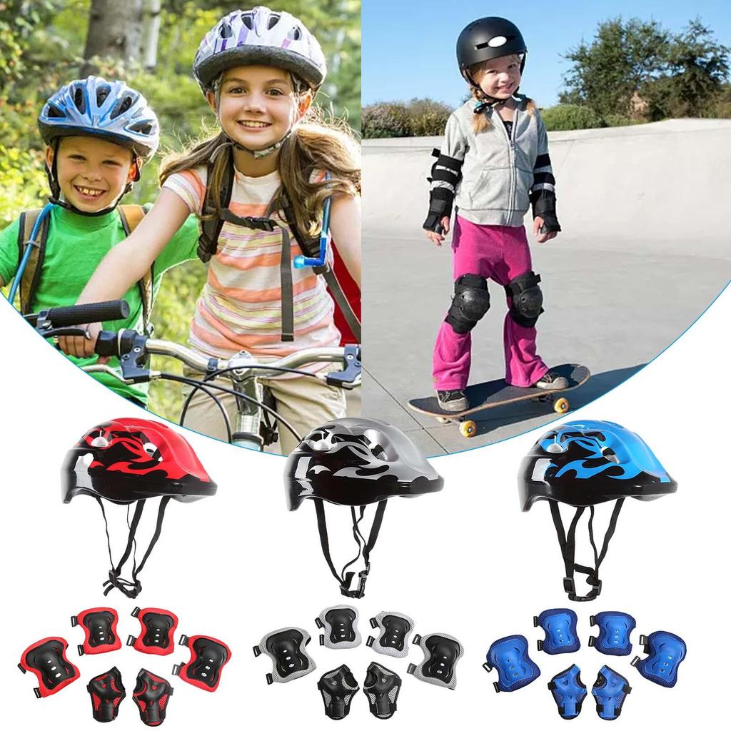 7Pcs/Set Roller Skating Kids Boy Girl Safety Helmet Knee Elbow Pad Sets Protection  for Skateboard/Bike/Skating/Cycling