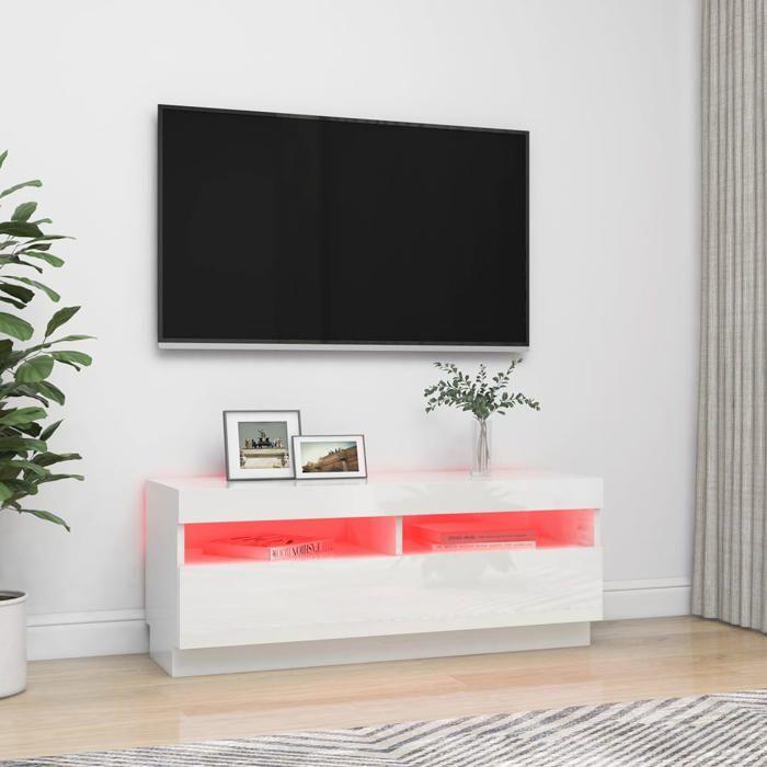 VidaXL Meuble TV avec Lumières LED, Armoire de Télévision, Meuble Télé de Salon, Armoire Basse Salle de Séjour Intérieur, 804460