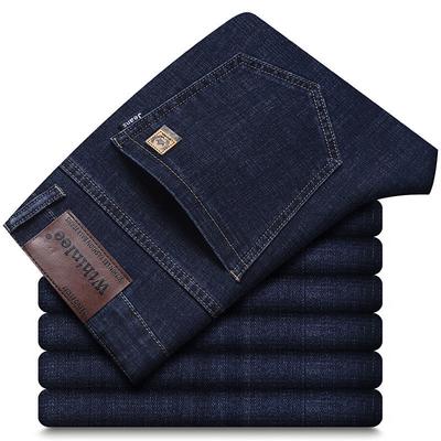 Frühling Herbst Männer Klassische Jeans Business-Mode Gerade Regelmäßige Blau Stretch Denim Hose Herren Smart Jeans