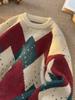 Retro Plaid Diamond Christmas Sweater: Autumn/Winter Loose Knitwear, Thick & Stylish.