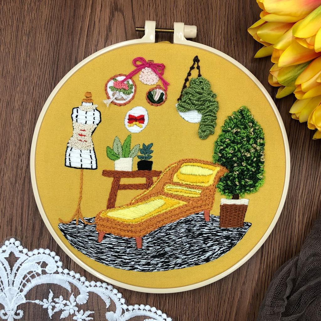 1pc Bedroom Pattern DIY Embroidery Kit for Beginners