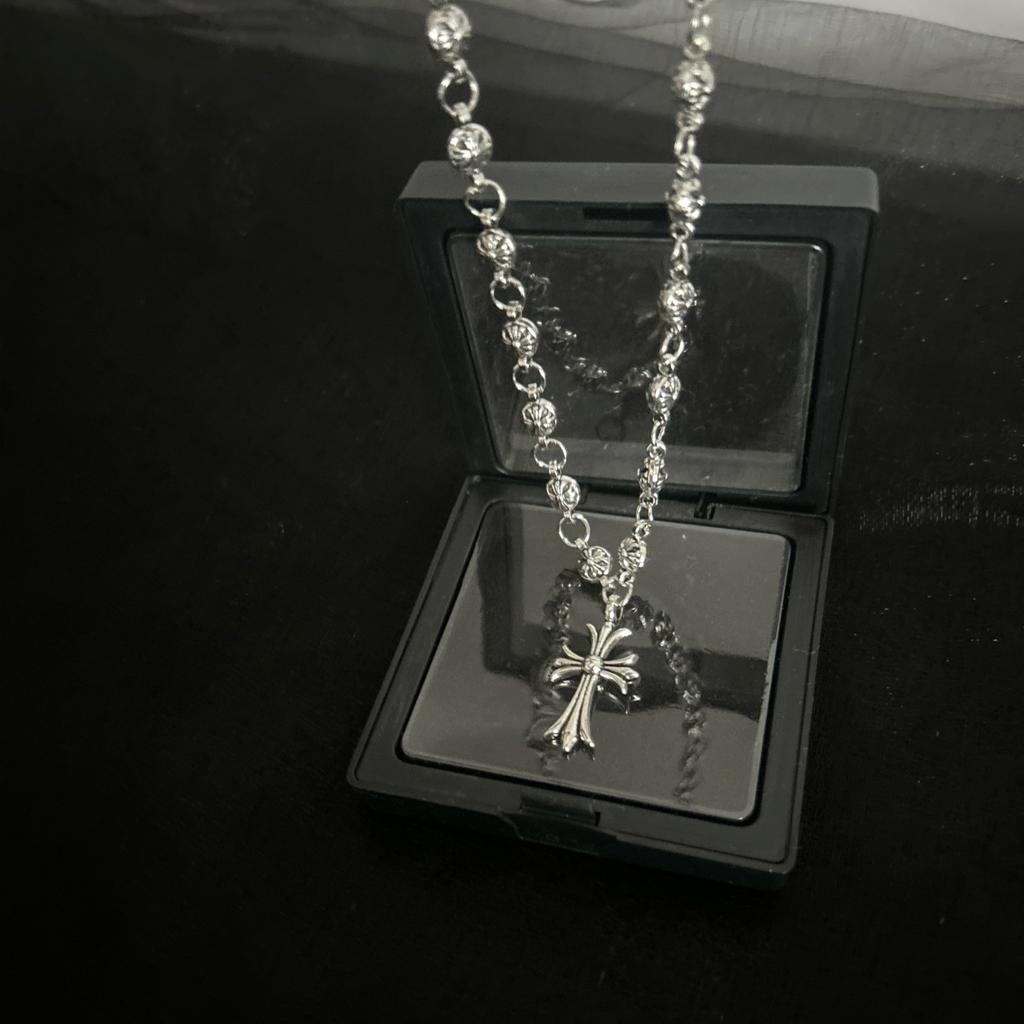 European and American retro cross necklace men's street hip-hop trendy brand cross pendant necklace handmade chain couple accessories