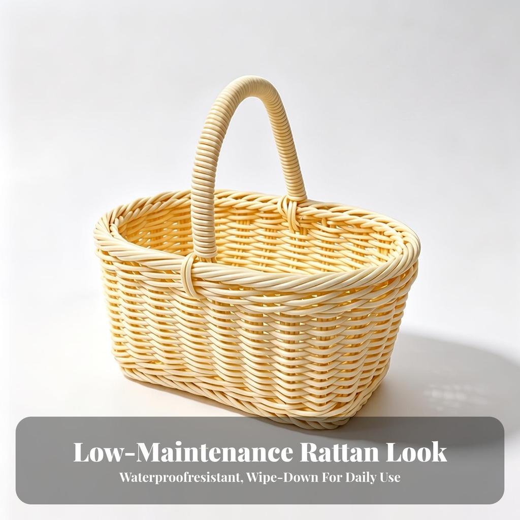 Mini Basket with Handle Compact Woven Plastic Sturdy for Home Decor