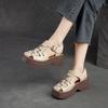 Fashion GKTINOO 2024 New Hollow Genuine Leather Sandals Women Shoes Sandals Platform Wedges Summer Shoes Woman Fashion Casual Sandals