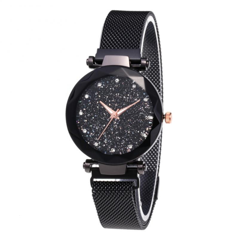 Ladies' Top Brand Star Watch Mesh Magnet Starry Sky Quartz Watch Ladies Magnet Strap Watch Round Dial Magnet Strap Buckle Watch
