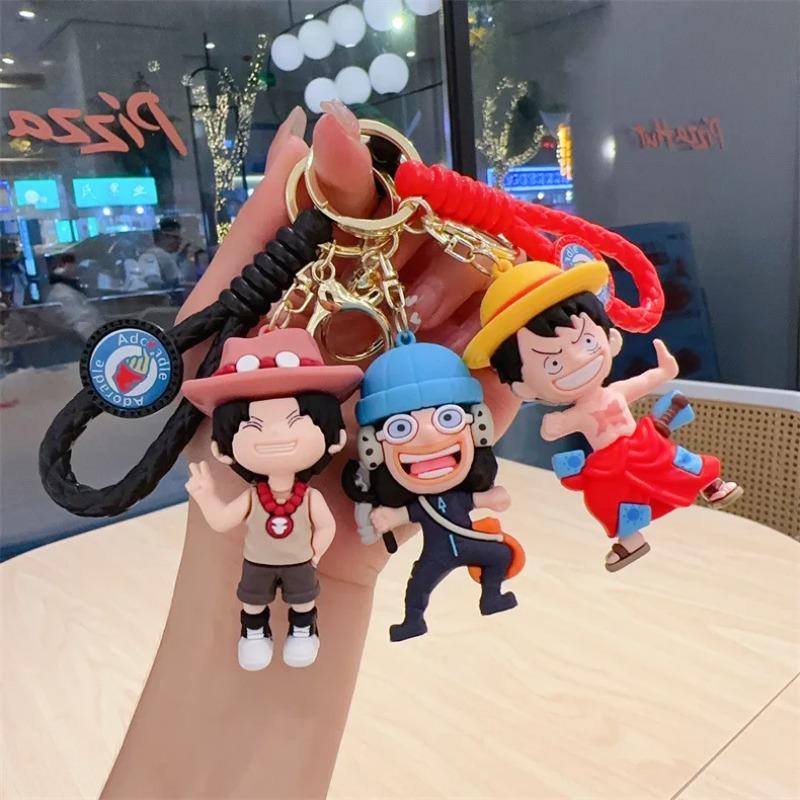 Anime One Piece Keychain Luffy Zoro Nami Chopper Silicone Model Pendant Backpack Decorative Cute Doll Car Carry Mini Lightweight Portable