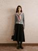 Wen Jiu A-Line Long Skirt: Slanted Cut Wool, Solid Color, Winter Elastic Waist, Slimming Half Skirt
