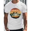 European Sizes Men's Summer T-Shirt - Mountain Landscape Graphic, Casual Short Sleeve Tee, Breathable, Machine Washable