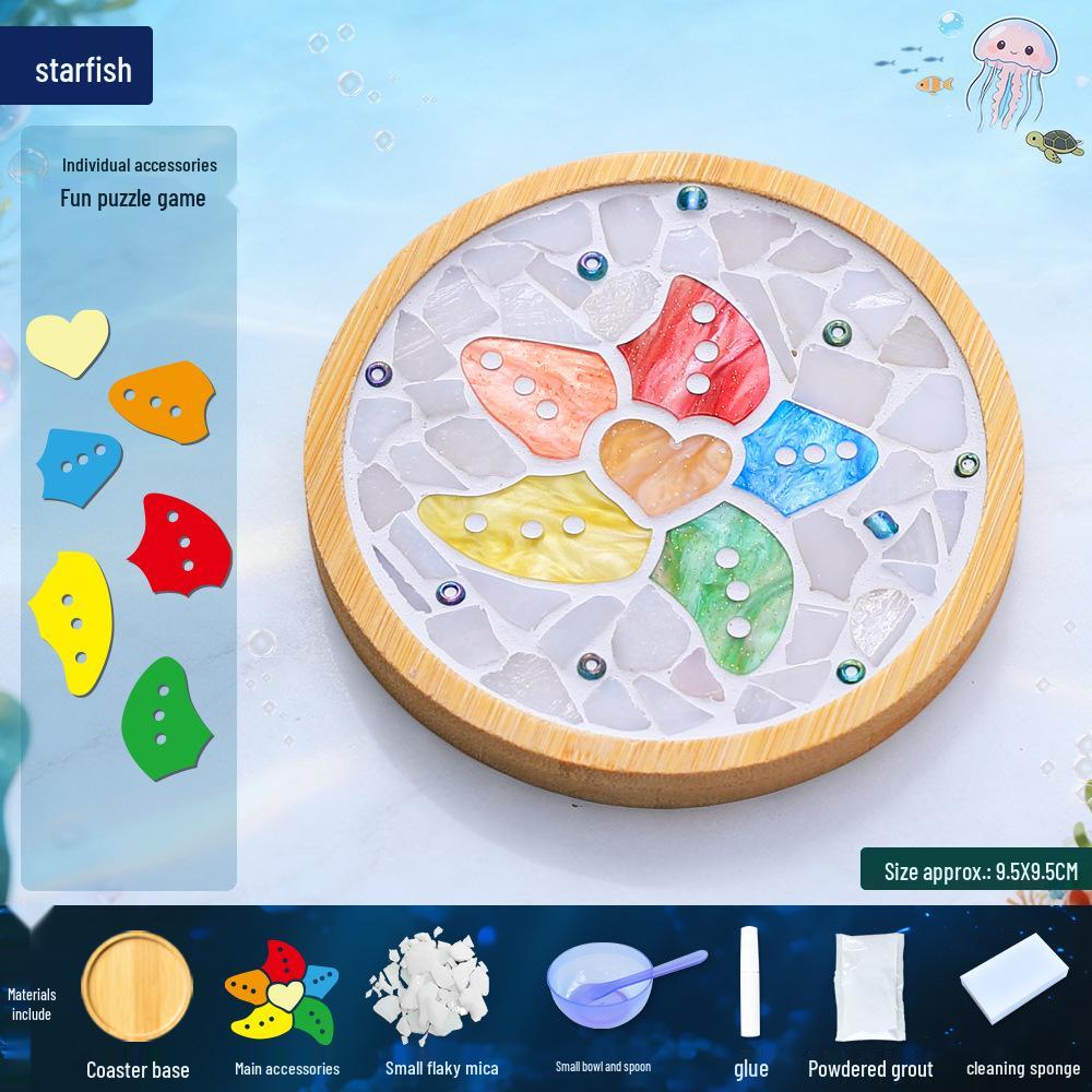 Marine Life Series DIY Mosaic Coaster Kit: Cultural Collage Materials