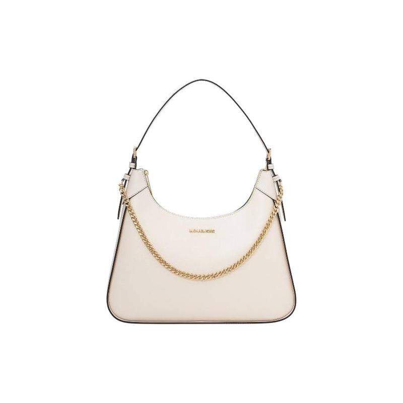 MICHAEL KORS Wilma Logo Front Leather Shoulder Bag Large Women s Cream белый