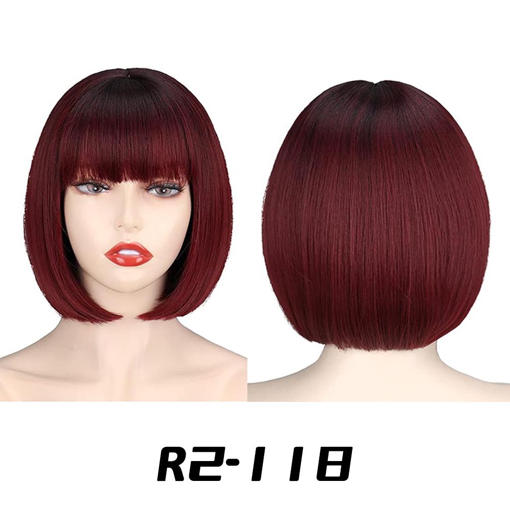 MISSQUEEN Synthetic Chic Bob Wig with Bangs Natural Straight Black Hair Elegant Shoulder-Length Cut Perfect For Women’s Fashion Accessories
