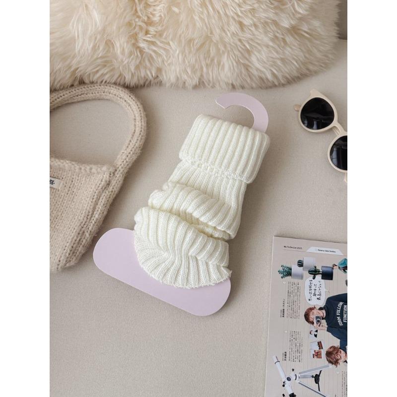 

Однотонные чулочные носки для женщин, носить с зимними ботинками весной, осенью и зимой, гольфы с брюками-акулами, вязаные гетры для похудения 1 pair молочный белый