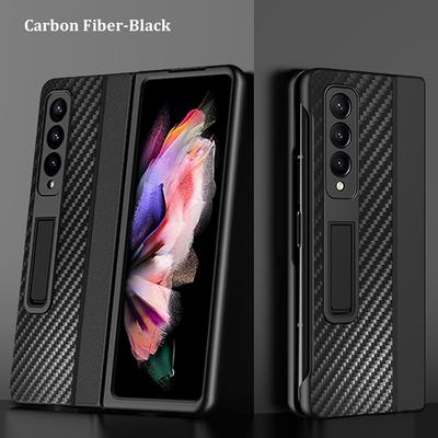 Kohlefaser-Klapphülle für Samsung Galaxy Z Fold 4 Fold 3 Flip 3 Flip 4 Fold4, schlanke magnetische Standabdeckung, stoßfest