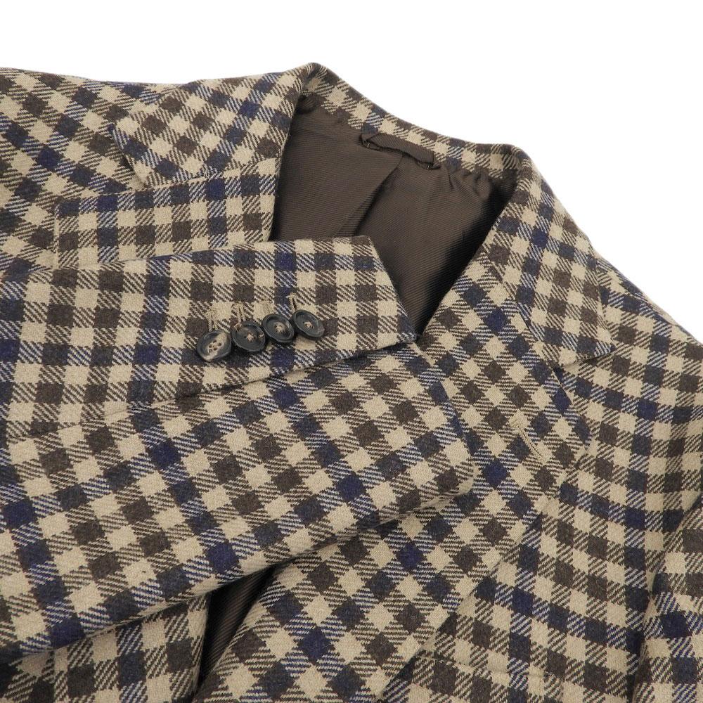 DE PETRILLO Excellent condition shepherd check wool nylon POSILLIPO tailored jacket, brown, size 44, for men Jacket 44 BrownUsed