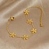 Trendy Gold-Plated Flower Pendant Necklace Set with Diamond Inlay