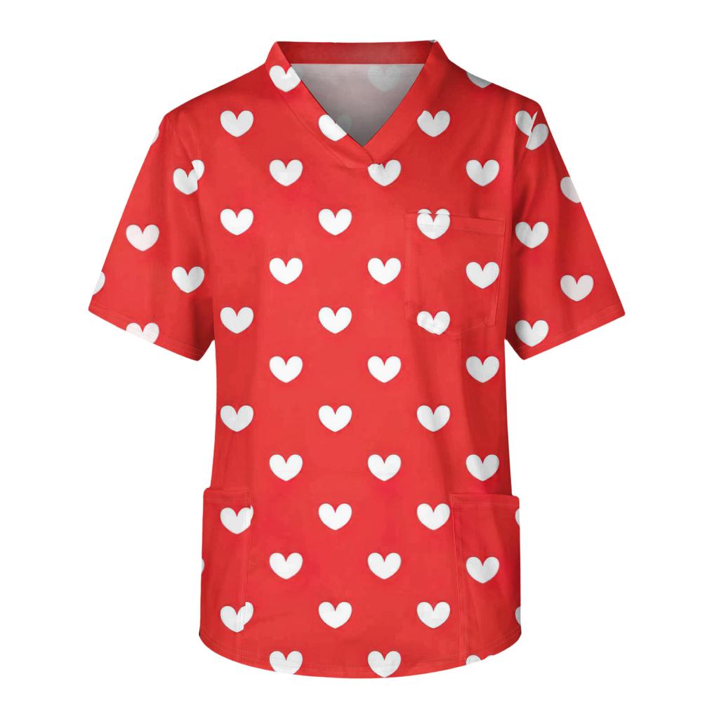Męska codzienna bluzka z krótkim rękawem z dekoltem w serek i nadrukiem, z kieszenią na piersi