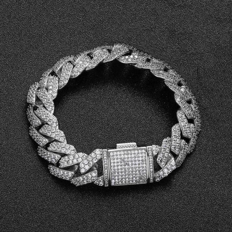 Kubanische Kette Armband Herren Damen Strass Inlay Geometrische Glieder Hip Hop Schmuck Gold Platin 10-20mm Breite