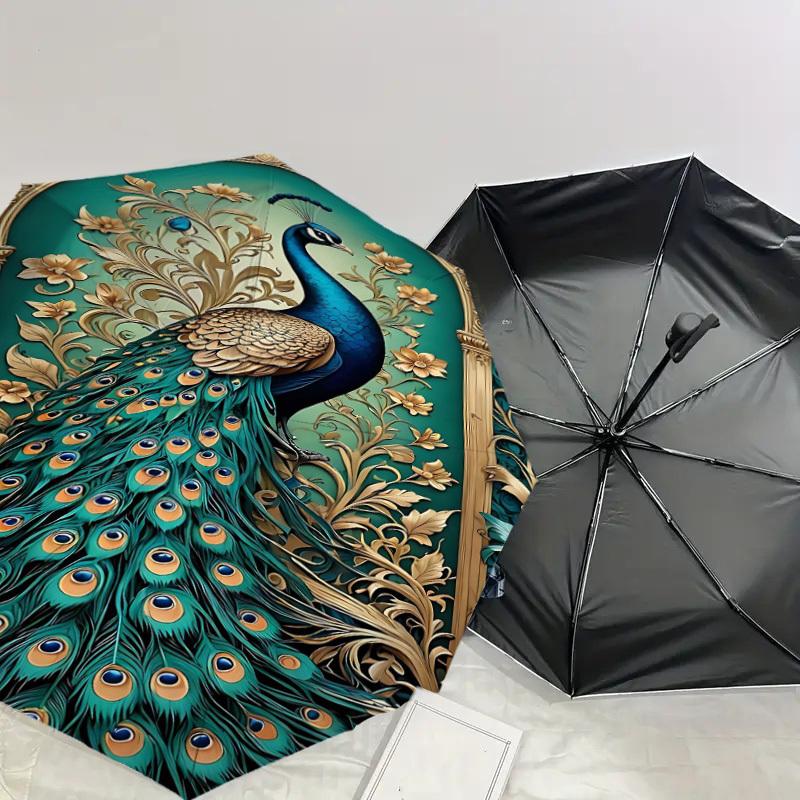 1PC peacock, floral Automatic Open/Close Umbrella Compact Folding Umbrella with 8-Rib Shaft lightweight esign, Fashion Lovers1239A