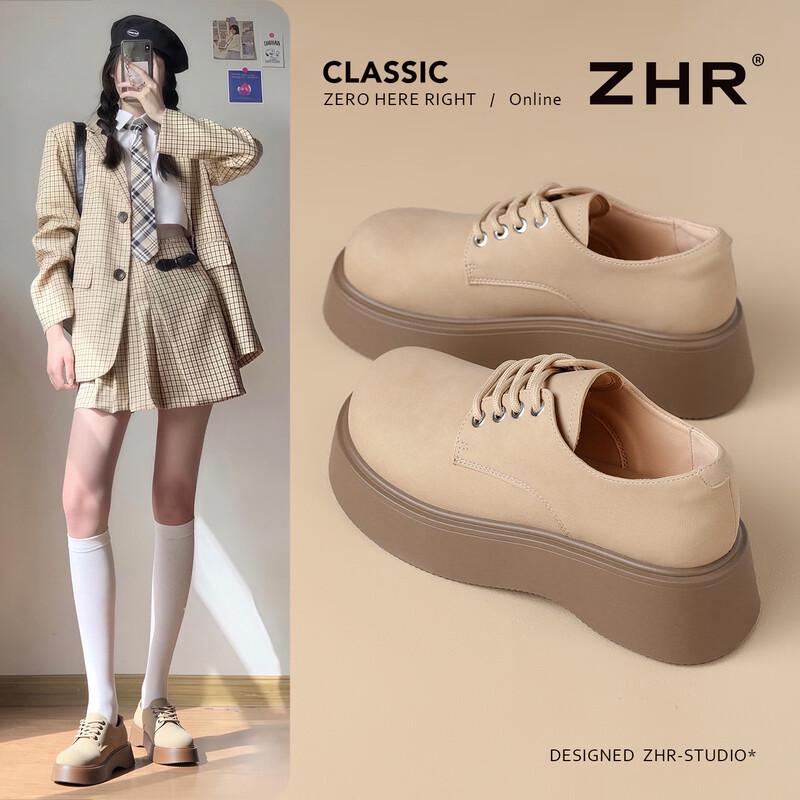 ZHR Women s British Style Platform Lace-Up Loafers 37