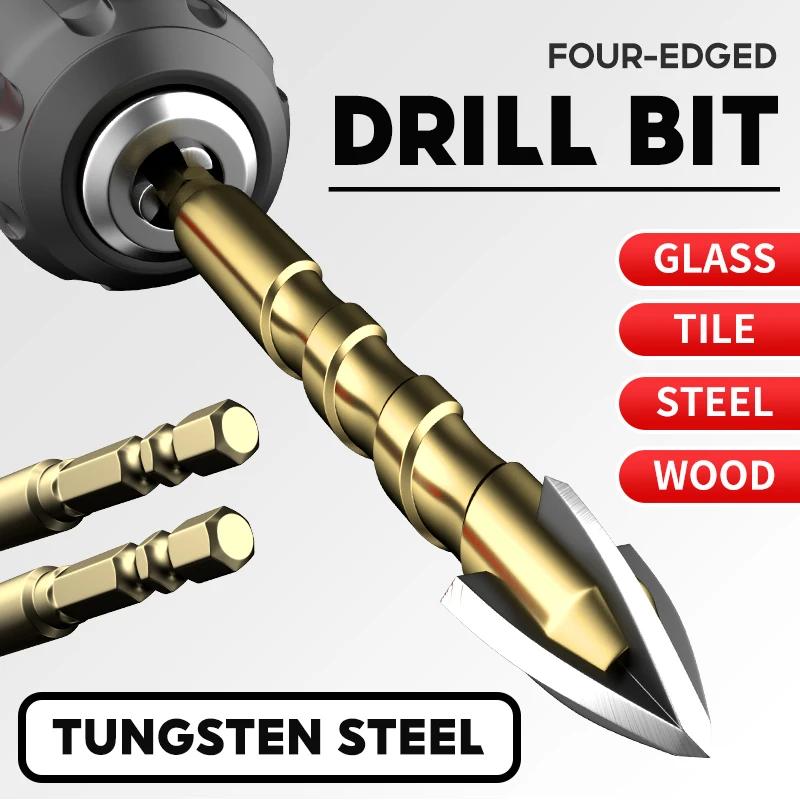 Overlord Drill Tile Bit High Hardness Glass Four Edge Drilling Drill Hole Opener Tile Concrete Wall Reaming Drill Bit Tools