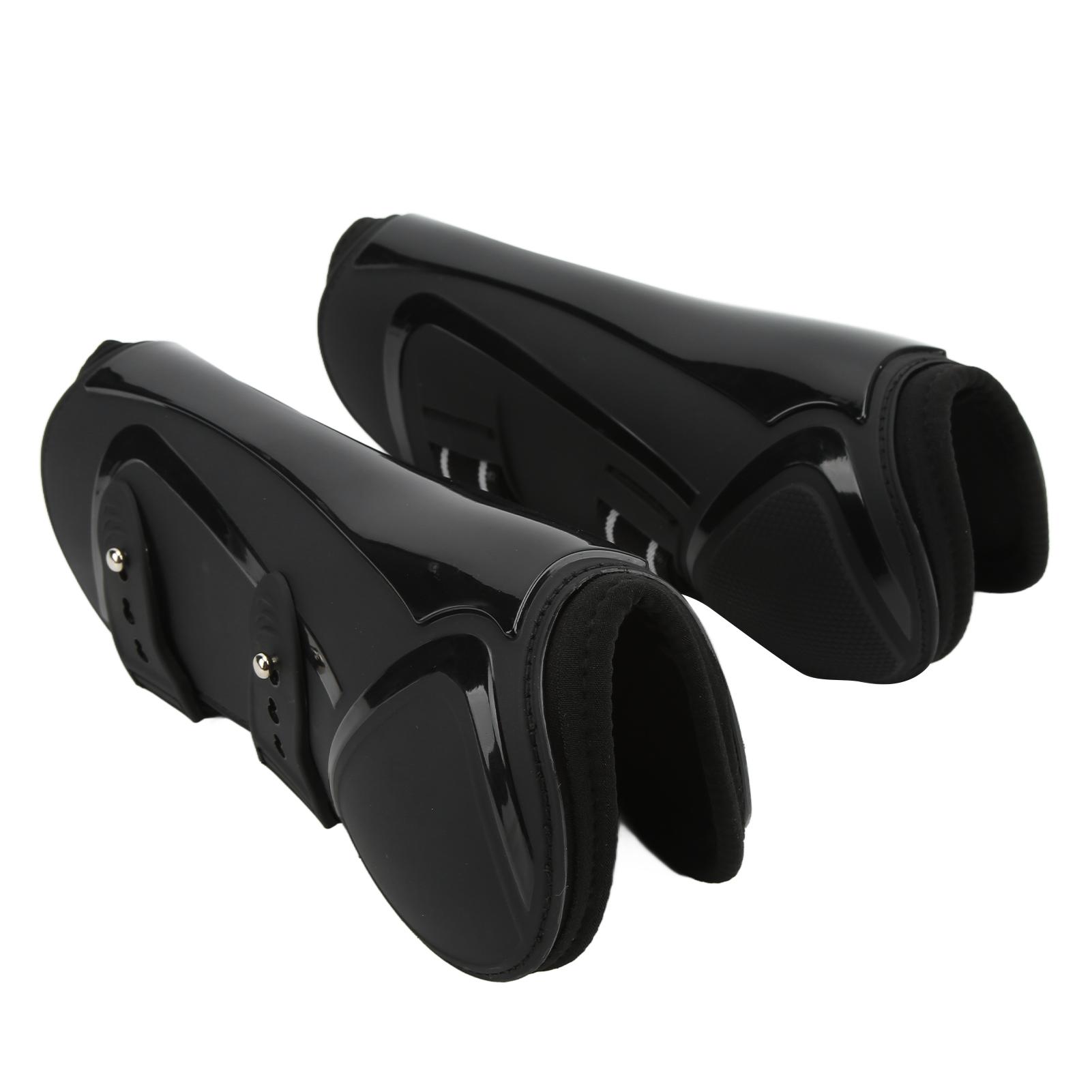 

Horse Leg Boots PU Shell Elastic Neoprene Secure Horse Leg Guard for Tendon Blood VesselsBlack Front Legs M M