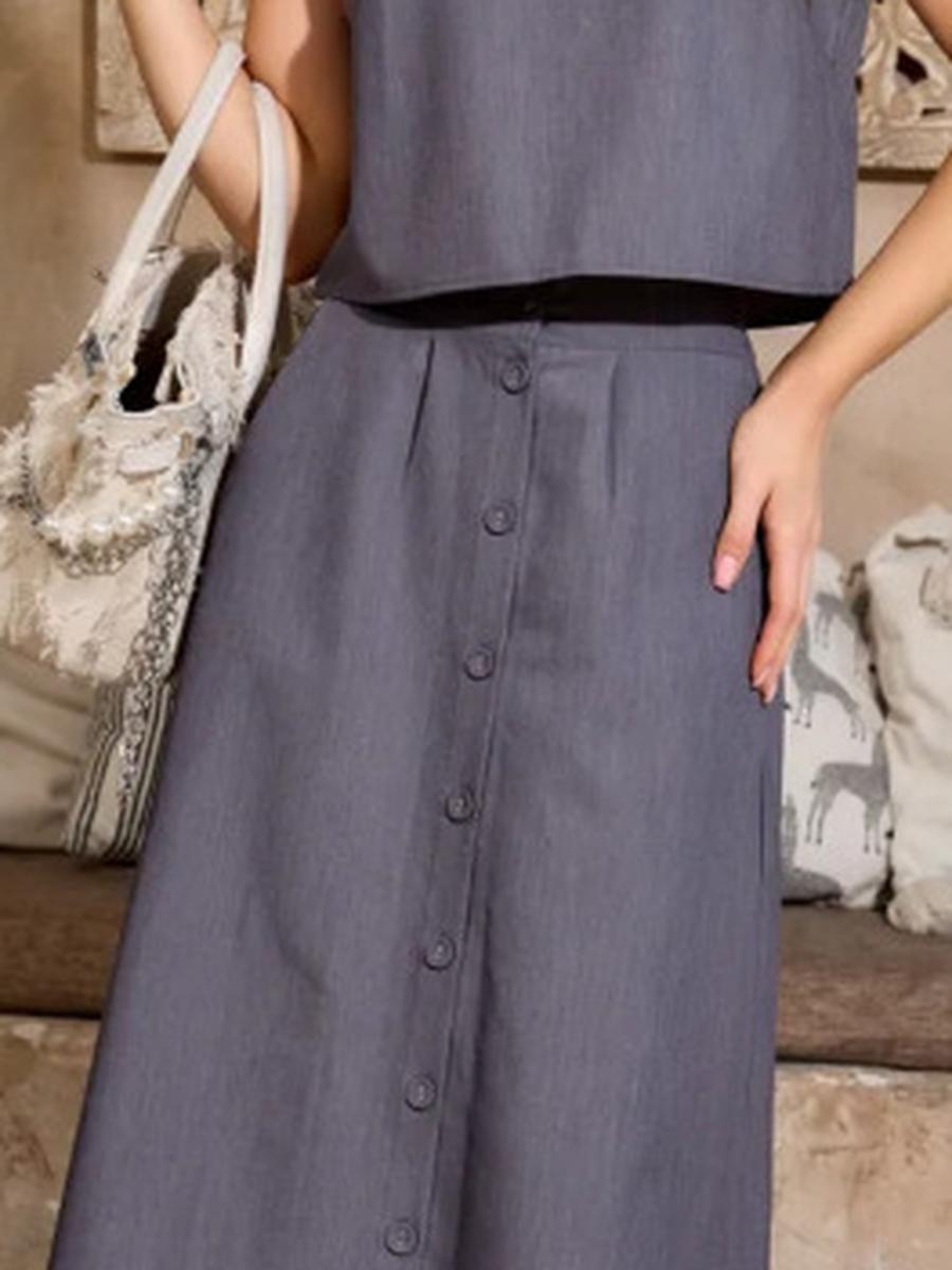 Wind New Round Neck Fashion Women s Clothing Sleeveless Set S