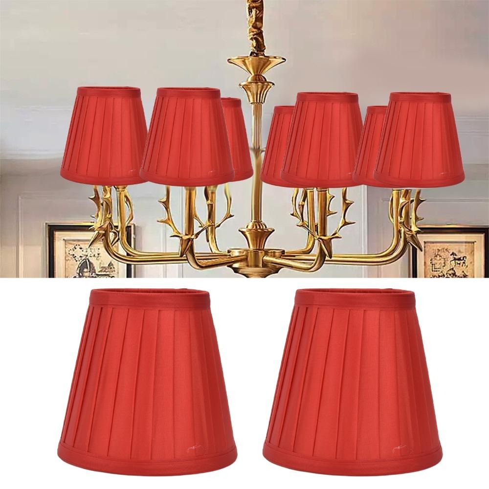 

2PCS Clip On Design Small Lamp Shade Fabric Barrel Fabric Lampshade Living Room червоний