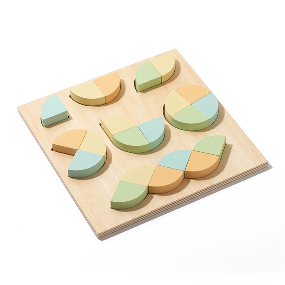 Kids Wooden Shape Puzzle Toy Geometric Shape Color Matching Cognition Board Gifts For Girls Boys