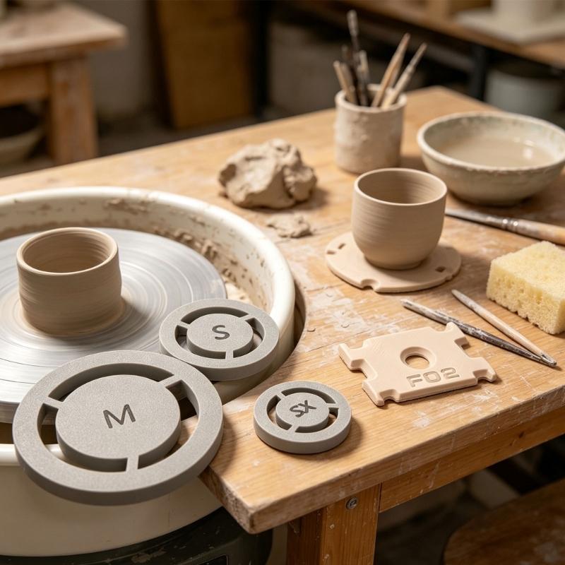Clay Foot Guide for Cups and Bowls, 7 Piece Pottery Trimming Aid with 5 Size Forms for Base Shaping During Wheel Practice and Studio Use