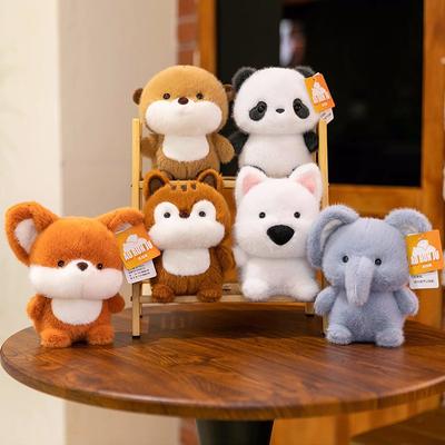 Mini Red Panda Table with Rag Doll Doll Small Animal Plush Toy Office Ornament Doll