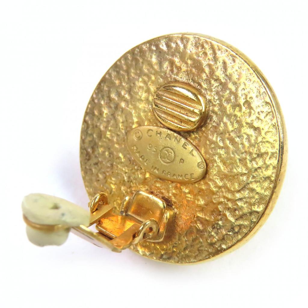 CHANEL Earring COCO Mark Faux Pearl Round Earrings (for both ears) gold 95P Used