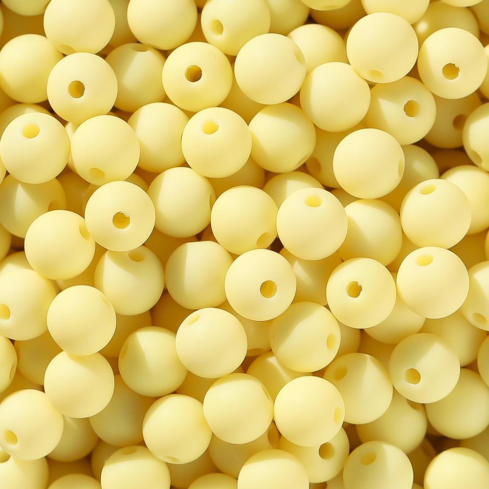 6/8mm Frosted Candy Acrylic Beads - Matte Solid Color, Round with Straight Hole for DIY Handmade Jewelry.