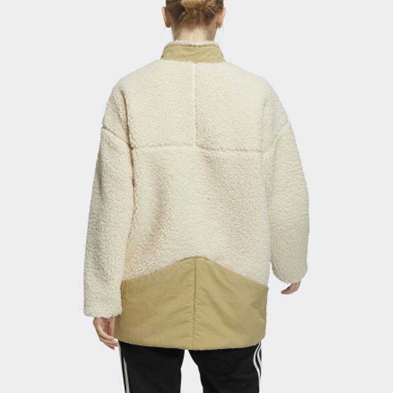 Adidas Originals Retro Sports Stand Collar Color Block Splicing Zipper Long Sleeve Jacket Women Jacket Yellow H29563