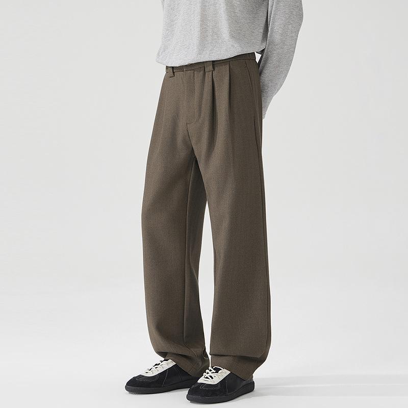 High-end Wool Casual Pants Men's Autumn and Winter New Old Money Wind Business Loose Straight Wide-leg Trousers Men's Wholesale
