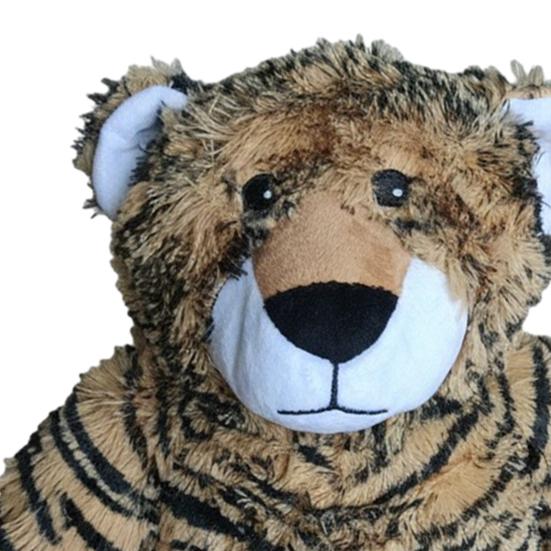 Stuffed Tiger Dog Chew Toy Boredom Reduction Squeaky Tiger Plushie Handmade Soft Dog Teething Interactive Forest Animal Toy Pet Supplies