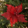 2pcs 26cm Christmas Glitter Flower Simulation DIY Artificial Poinsettia Flower Hanging Festival Sequins Flower