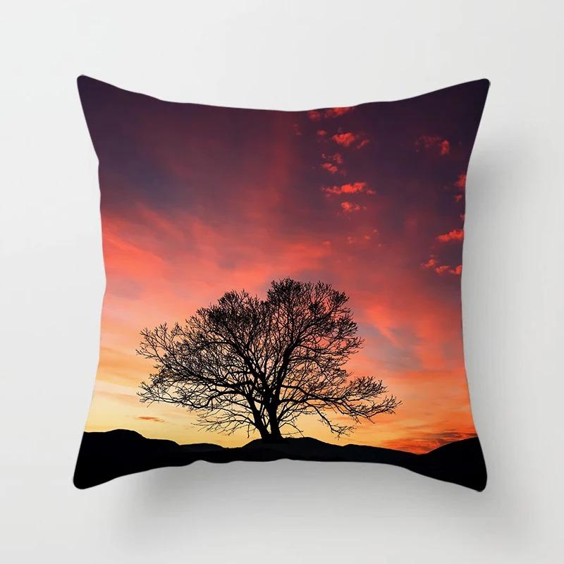Luxury Home Decor Pillow Cover Car Living Room Sofa Cushion Cover Sunset Dusk Scenery Pattern Cushion Cover