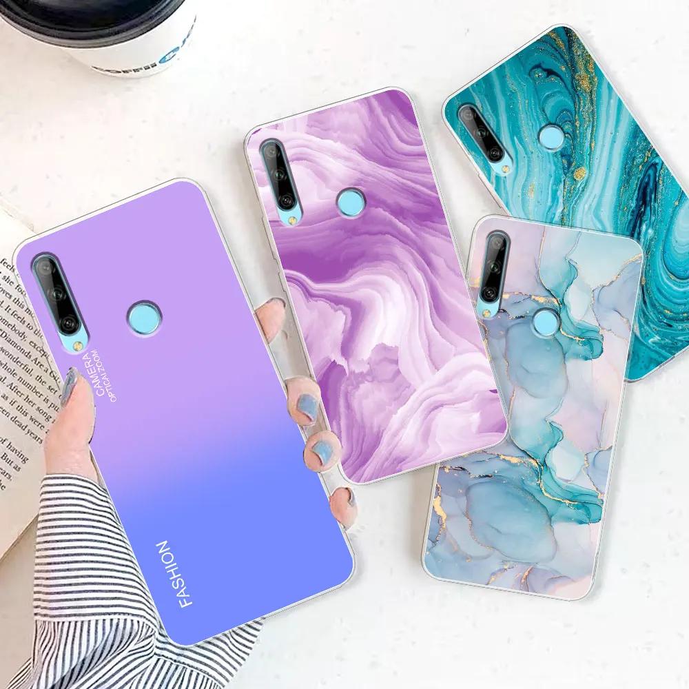 For Huawei Honor 9X Case Honor 9X STK-LX1 6.59" Watercolor Marble Transparent Cases For Honor9X Cover Honor 9 X Silicone Bumper