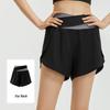 Women's High-Waist Quick-Dry Colorblock Yoga Shorts with Side Pockets