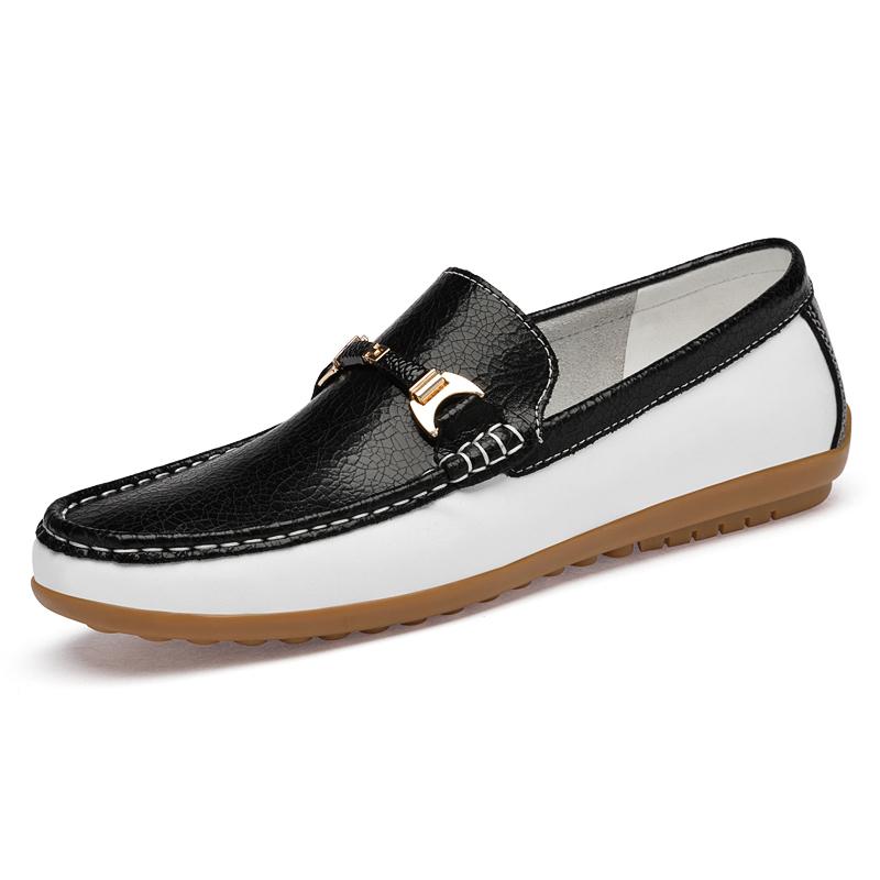 

Fashion New Comfortable Mens Leather Shoes Outdoor Anti Slip Slip on Flats Fashion Business Shoes New Stylish Trend Male Casual Footwear 45 черный белый
