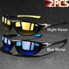 2 Pieces Fashion Vintage Sports Sunglasses Men Women Fishing Running Cycling  Sport Man Sun Glasses Anti-Glare UV400 Eyewear