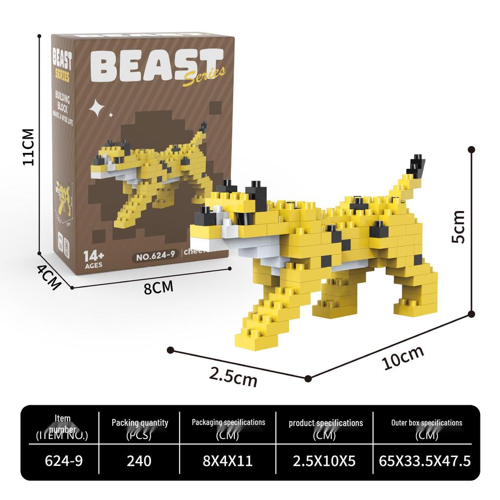Fierce Beasts Building Block Model: Lion, Tiger, Black Panther, Gorilla - Educational Toy Gift