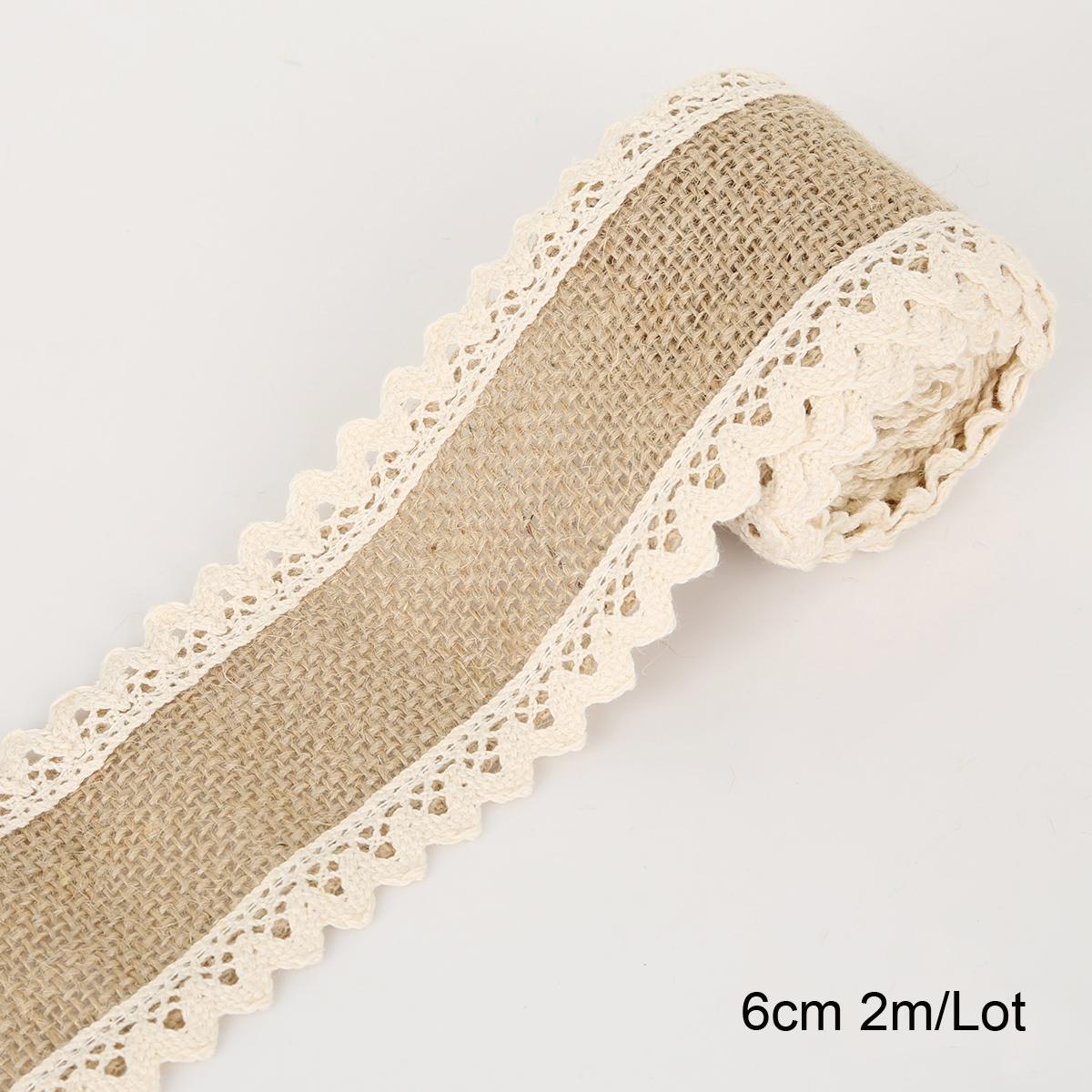 

2 м/рулон натуральная джутовая лента из мешковины, гессианское кружево, джутовый шпагат, винтажный деревенский свадебный DIY-украшение, принадлежности для рождественской вечеринки