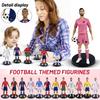 Soccer Player Figurine Standing on Round Base Wearing Number 7 Jersey and Holding Soccer Ball Collectible Sports Statue